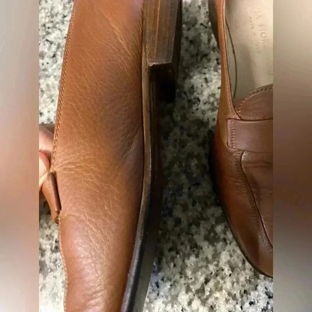 Silvia Fiorentina brown leather Loafers size 7 M vintage - Picture 3 of 10